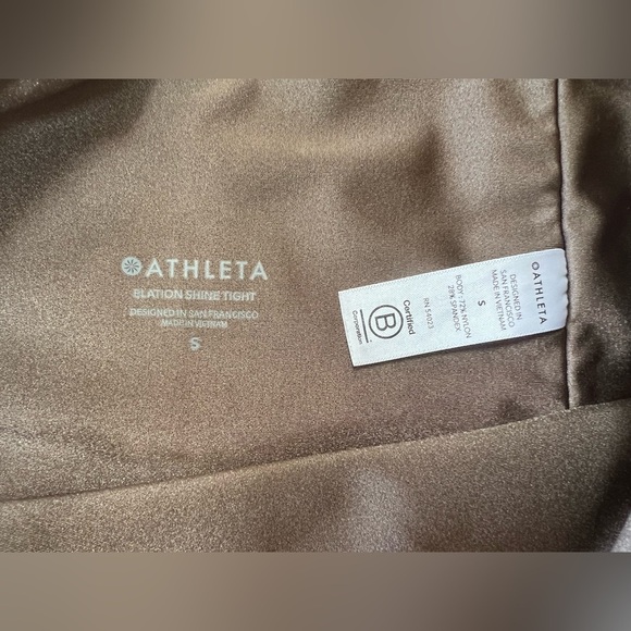 Athleta Elation Shine Tight Leggings in Metallic Bronze 'Coffee House', size S - Picture 7 of 8